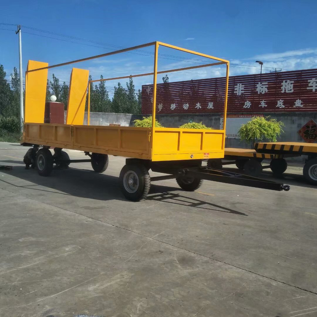 厂家带箱板农用平板拖车护栏拖车 搬家码头拉货工具车拖拉机挂车