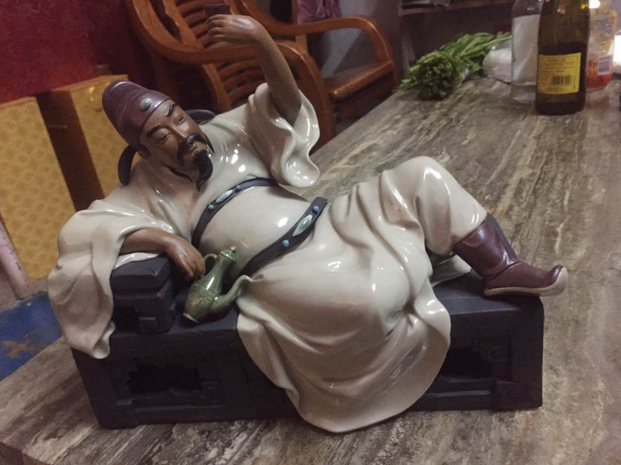 李太白醉酒石湾陶瓷公仔冯志伟中式禅意古代人物佛像客厅会所摆件