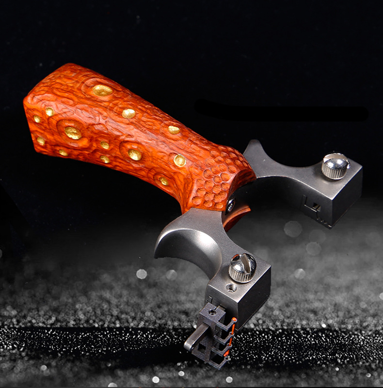 304惊雷弹弓快压弹簧夹片免绑扁皮筋弹工陨石实木线切割弹弓厂家