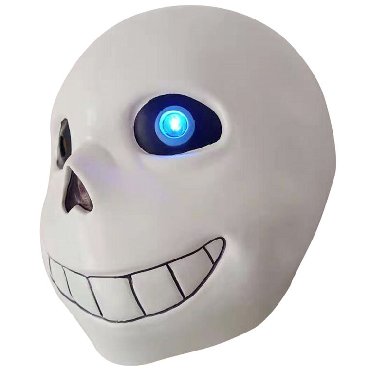 新款万圣节发光头套传说之下面具sans蓝眼赛斯led面具儿童成人cos