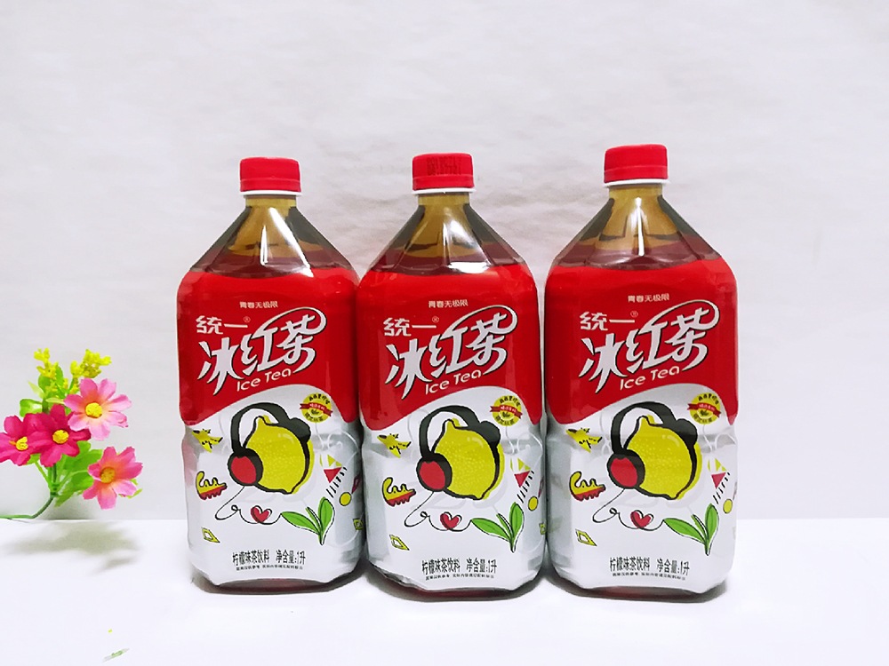 统一冰红茶柠檬味茶饮料 1升*8瓶 整箱