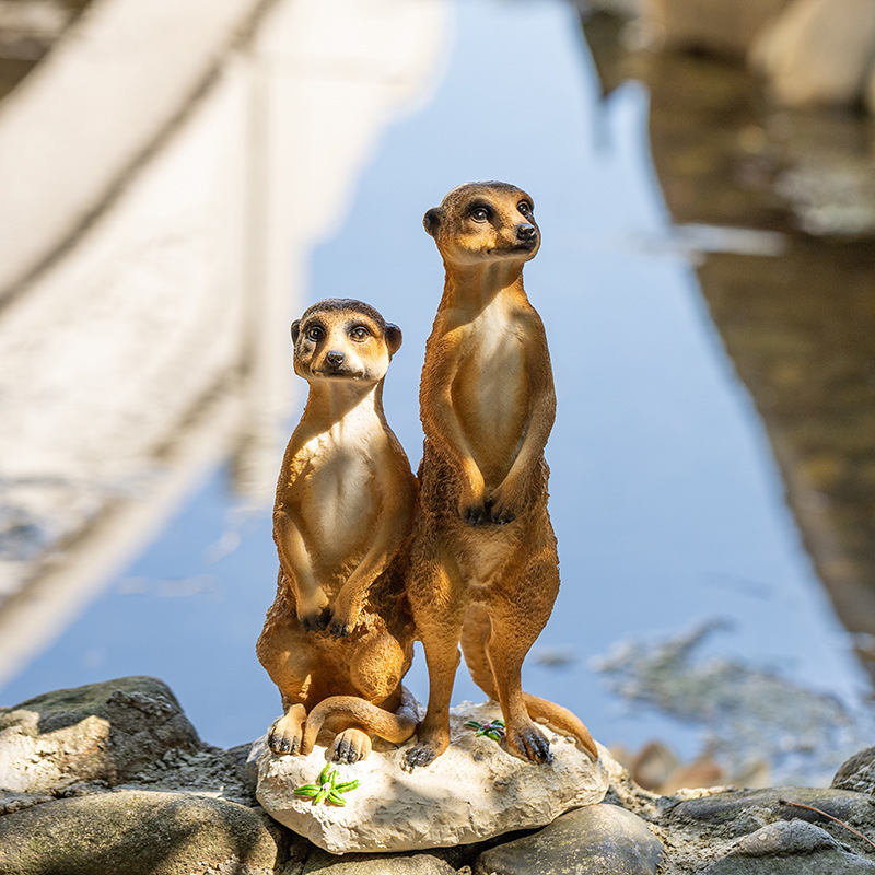 园林装饰品仿真狸猫组合摆件别墅户外动物雕塑庭院景观花园工艺品