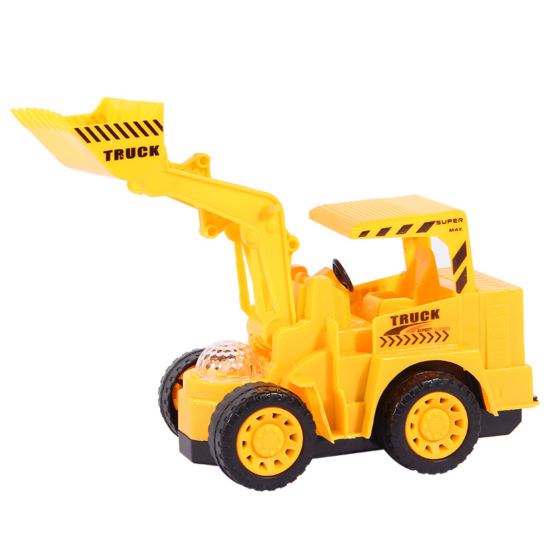 新款发光玩具音乐电动车 万向轮推土机儿童电动玩具地摊货源批发