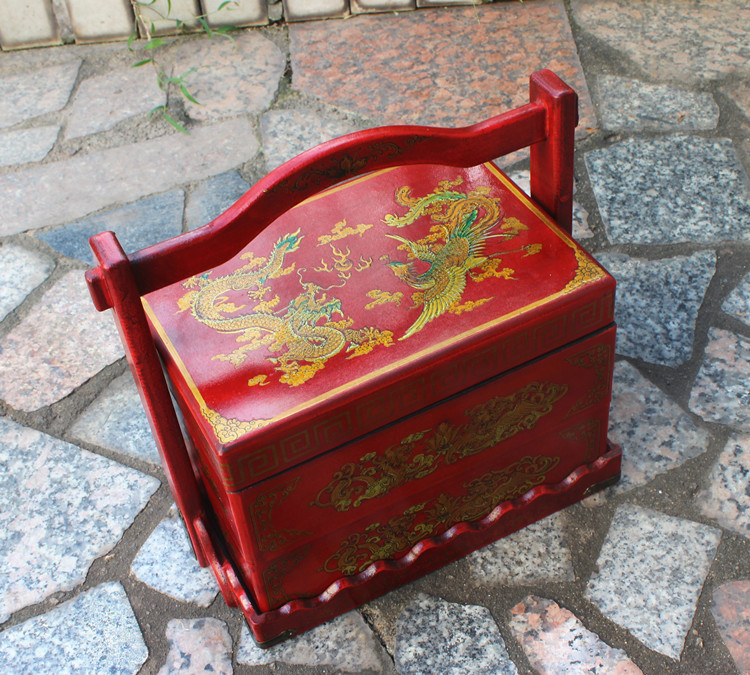 仿古首饰盒怀旧食盒古代手提篮婚庆礼品复古糖果盒创意点心食盒