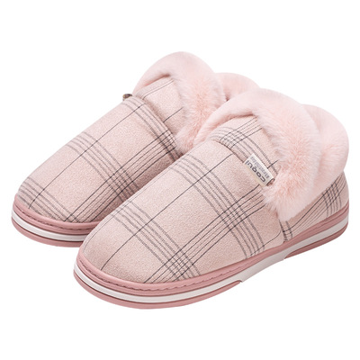 情侣棉拖鞋女男包跟冬季室内居家用防滑厚底加绒保暖毛毛托鞋新款