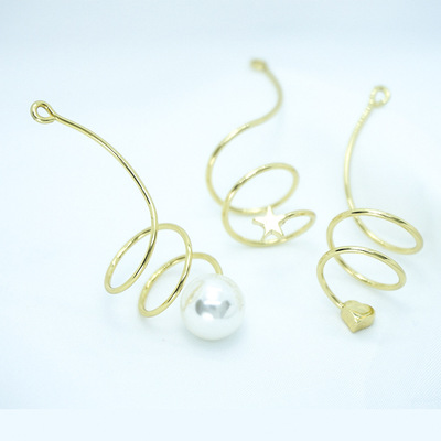 diy饰品配件铜镀14k真金扭线星星挂件韩版耳环配件手工耳饰材料