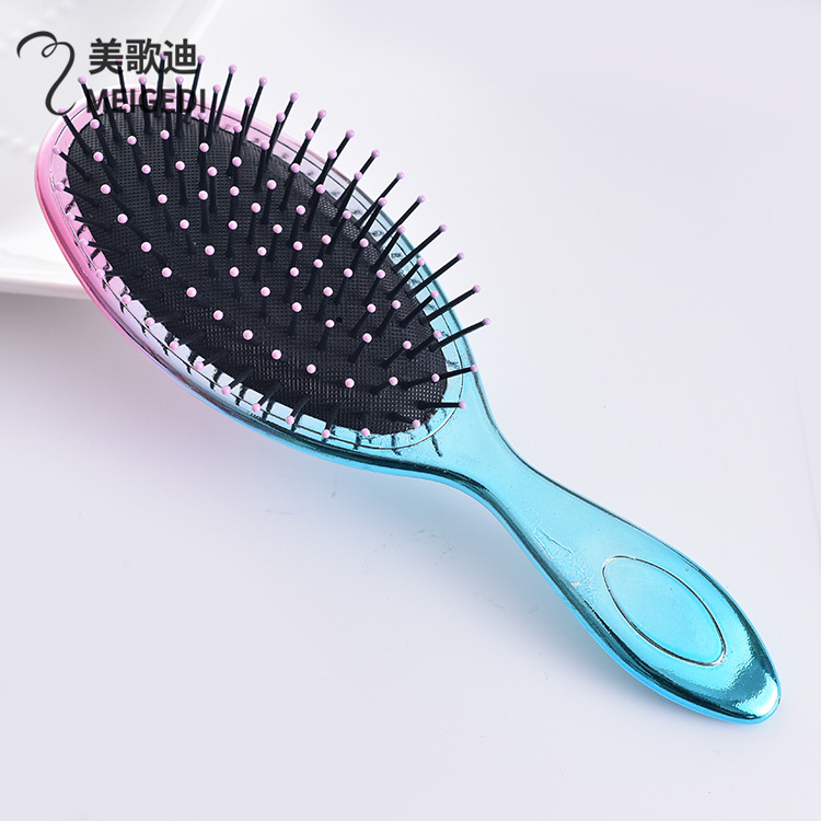 Cross-Border Hairdressing Comb Plastic Massage Hair Curling Comb Convenient Airbag Electroplating Comb Customization Hair Curler Factory Direct Sales