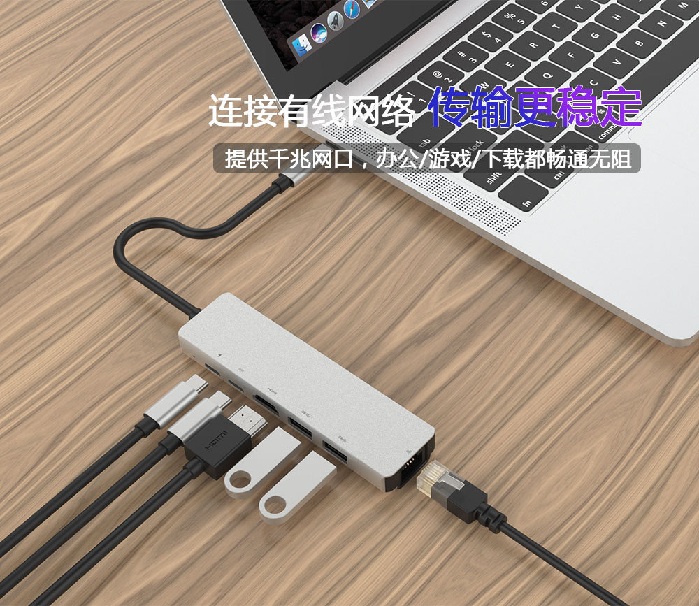 Typec Six-in-One Expansion Dock USB Extender Hdmi3.0hub Hub Multi-Function Docking Station Cable Seperater