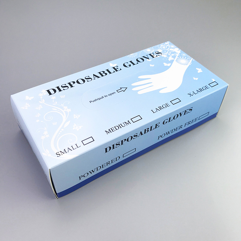 丁晴手套盒子现货 加厚白卡折叠盒包装盒一次性手套包装盒批发