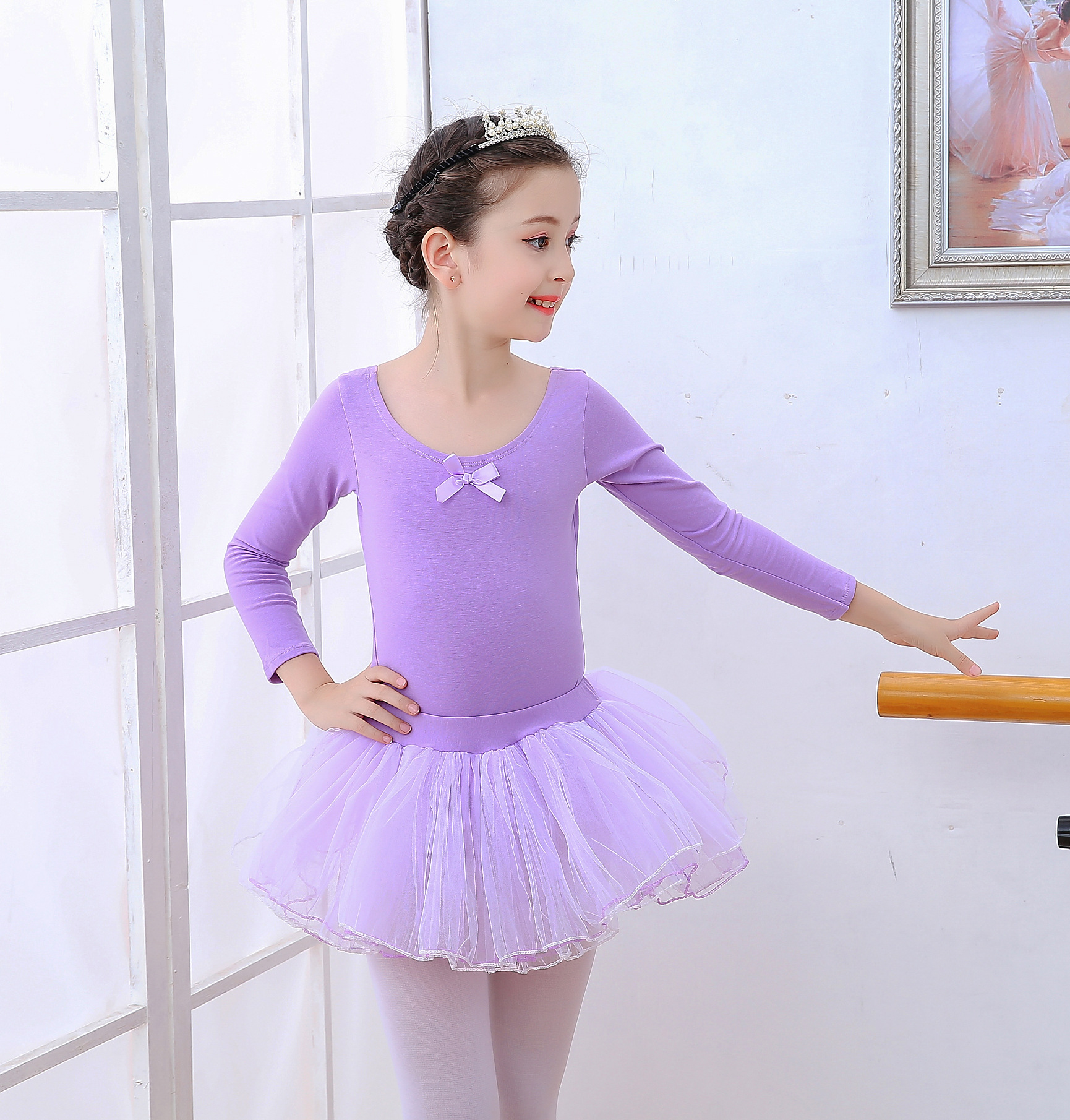 儿童芭蕾舞演出服春夏款女童芭蕾练功服女孩短袖芭蕾舞形体衣考级