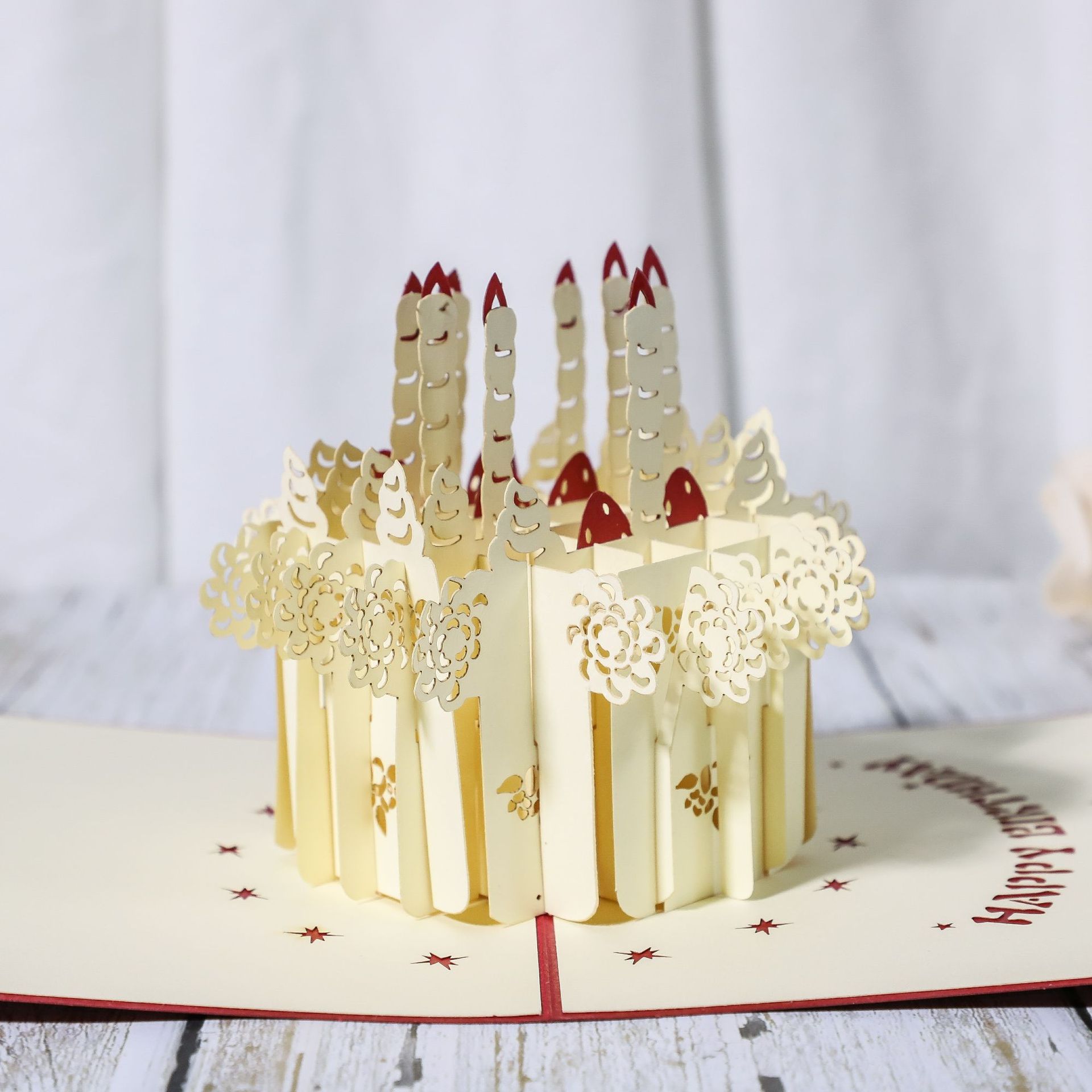 创意立体贺卡 绚丽手工3d立体祝福贺卡炫彩梦幻蛋糕 批发