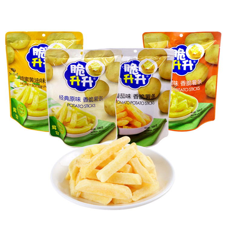 zb包邮脆升升 薯条100g/袋 烧烤蜂蜜黄油番茄原味多种口味休闲零-阿里