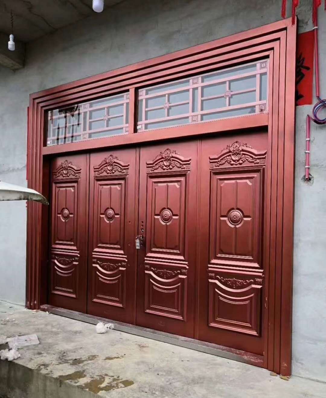 厂家直销锌合金甲级安全防盗非标大门高档仿真铜别墅客厅四开大门