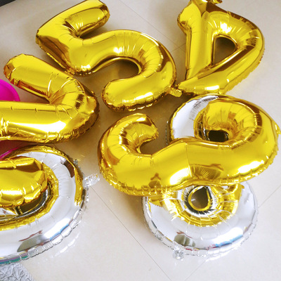 32寸数字铝箔气球 婚礼数字气球 金色 银色 生日派对气球