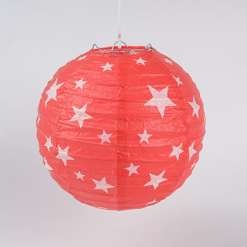国旗灯笼 中秋节纸灯笼diy折叠灯笼 星星图案中秋节装饰灯笼-阿里巴巴