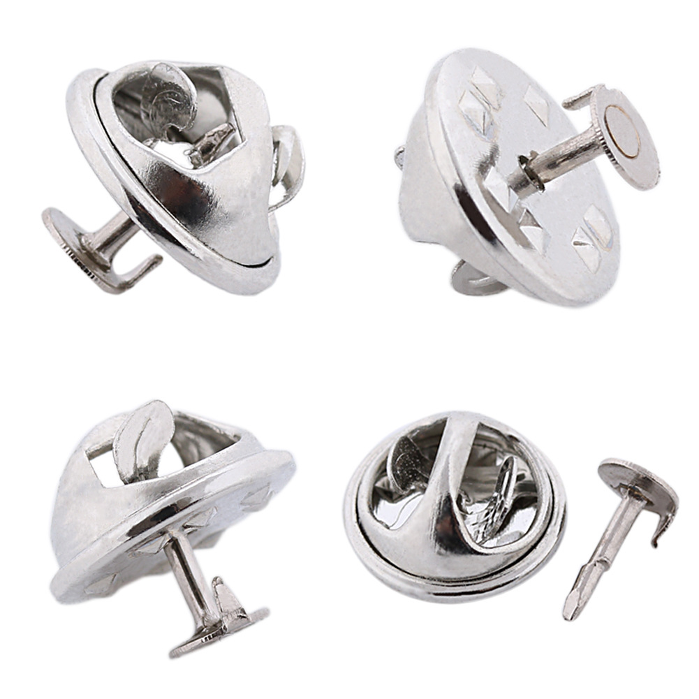 100对装蝴蝶扣银色刺马针衣服纽扣配刺马针位准徽章扣胸针扣托