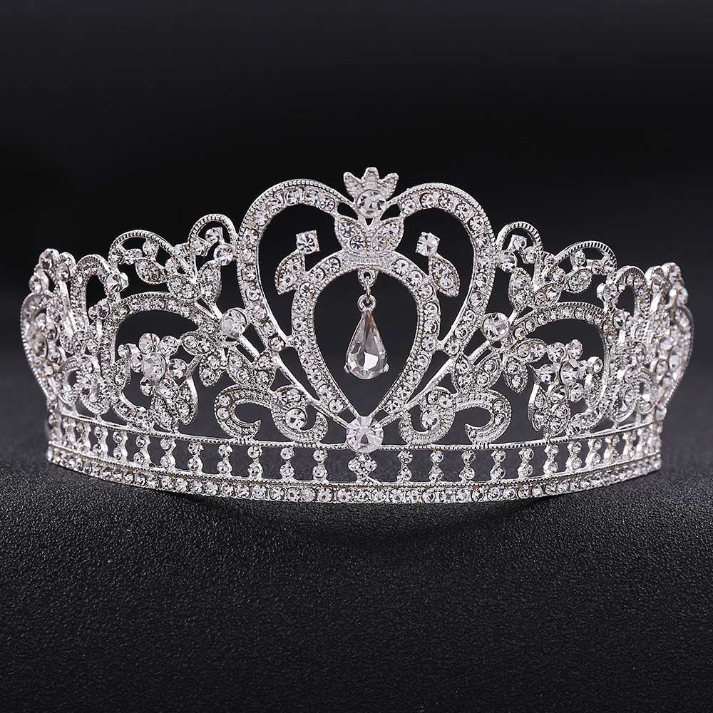 韩式简约镶水钻公主王冠镂空爱心皇冠 新娘礼服发饰配饰厂家直销