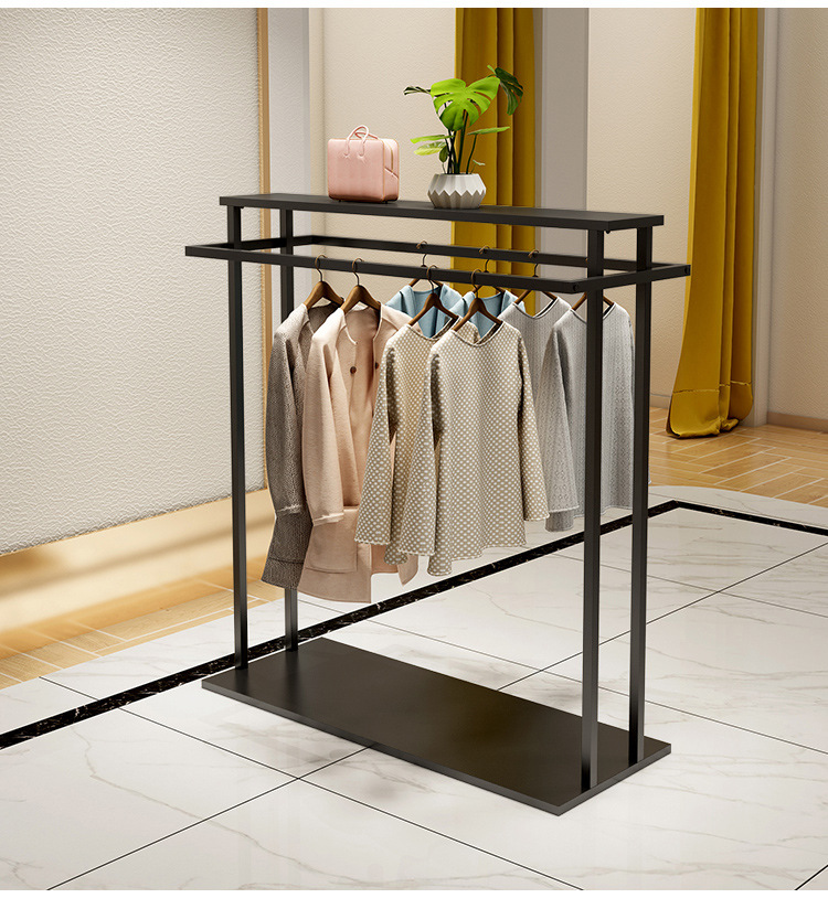 服装店衣架展示架双排双杠落地式女装店铺货架铁艺纳米金中岛架