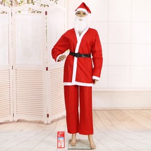 RF圣诞节服装 圣诞老人加厚无纺布男服五件套 圣诞节表演道具