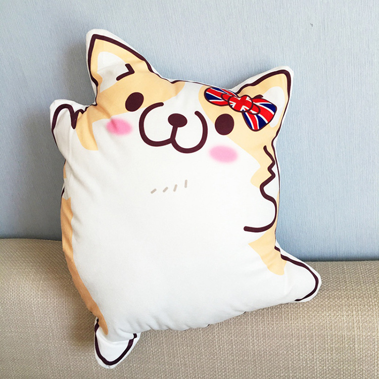 可爱情侣靠垫柯基公仔抱枕印花仿真抱枕生日礼物沙发腰靠枕头礼品