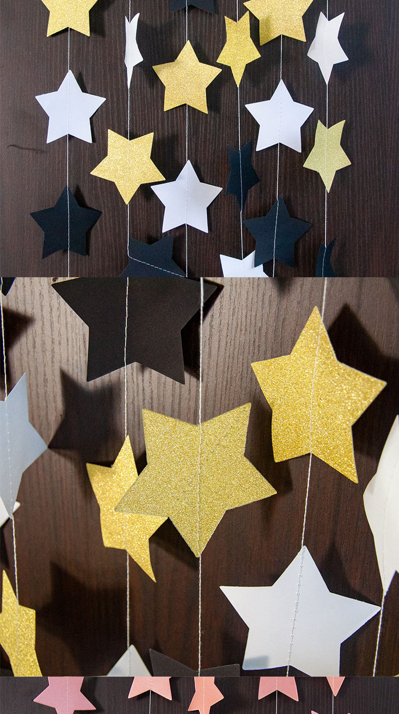 五角星拉花 星星挂饰挂件 纸片串婚庆生日新年派对情人节装饰用品