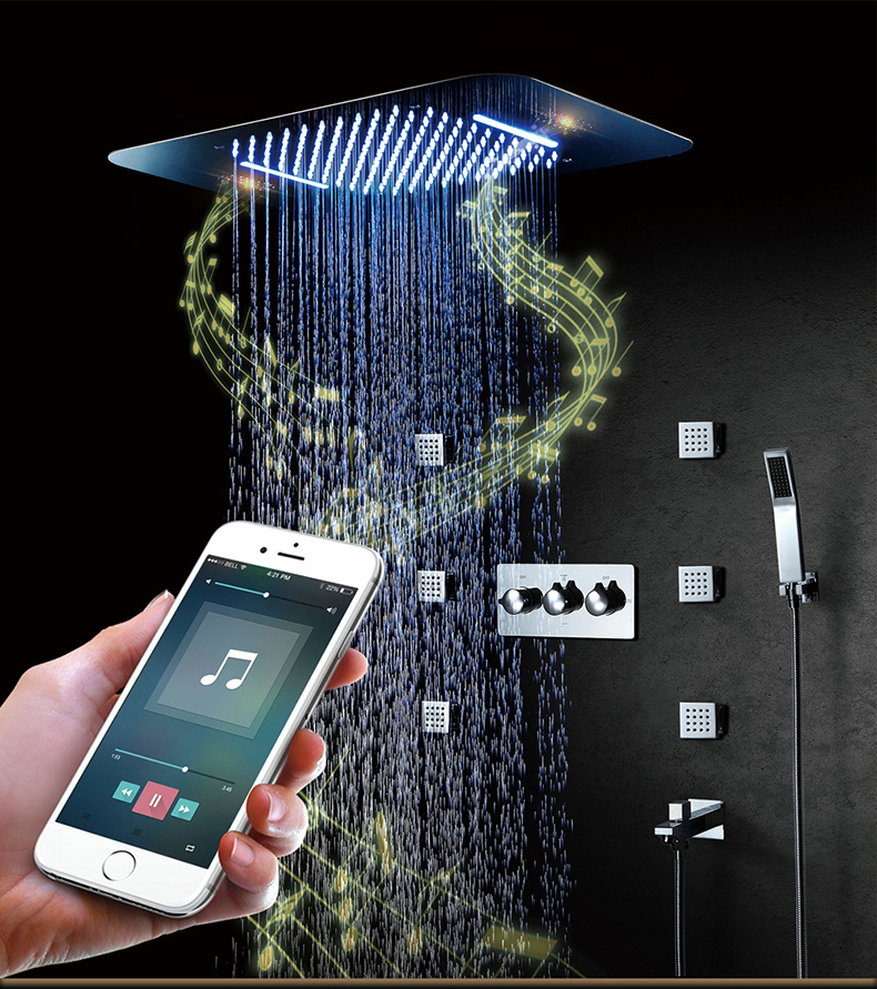 led暗装花洒冷热led顶喷hi05046b