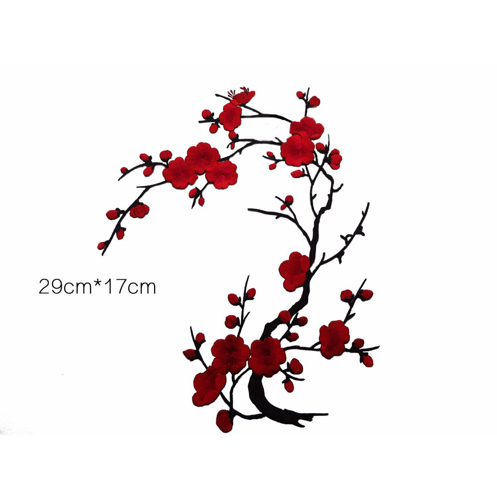 梅花刺绣腊梅服装刺绣布贴花大号梅花补丁贴旗袍diy烫贴片带背胶