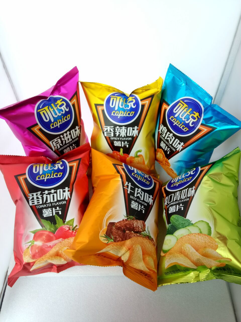 达利园可比克60g原滋/番茄/烧烤/青瓜味 薯片零食小吃薯片批发