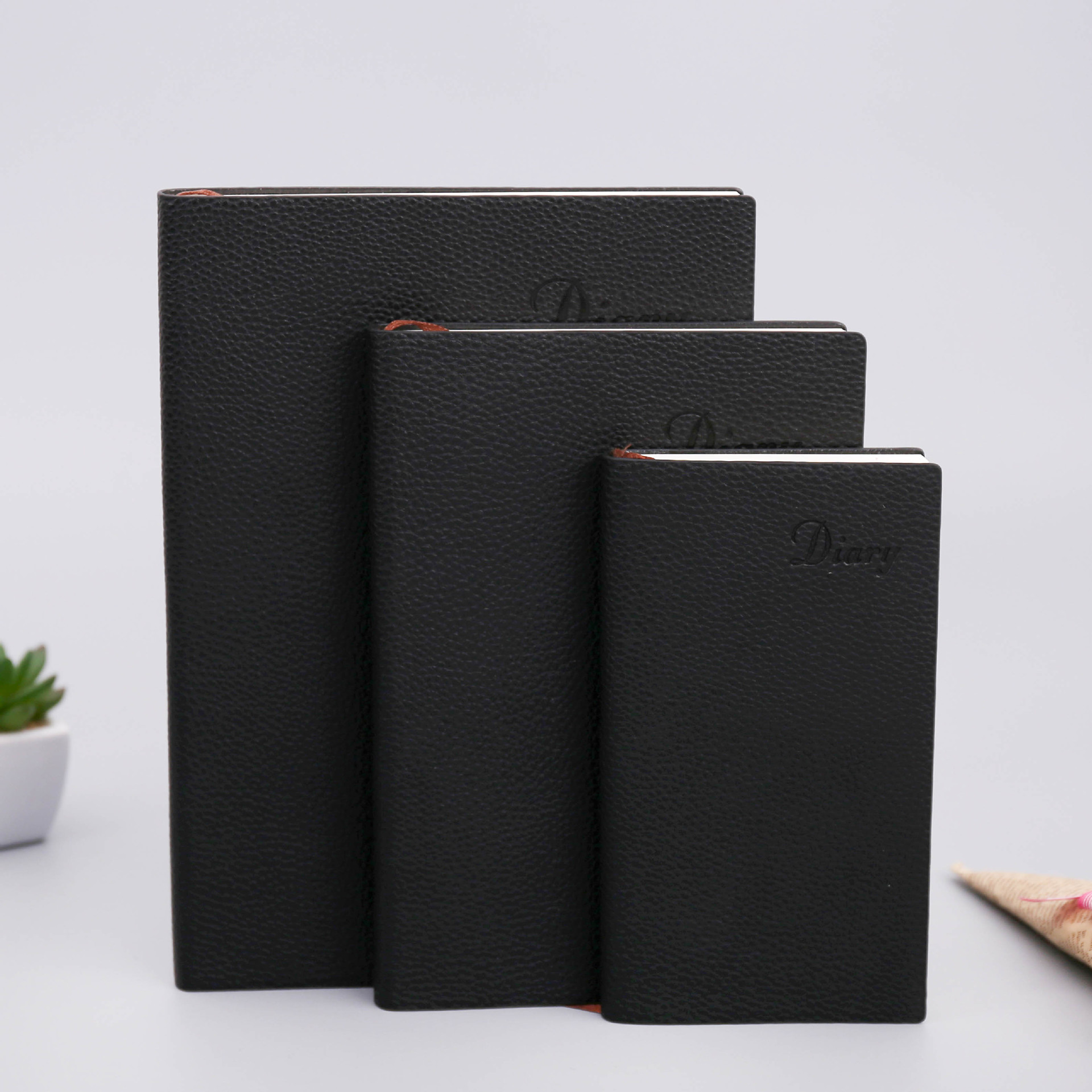 创意办公记事本商务笔记本定制软皮记帐小本子黑色可加印logo