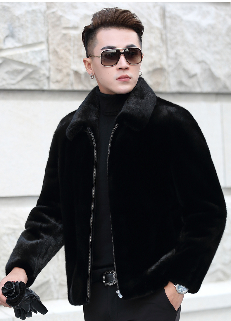 海宁菲绅皮草进口貂皮大衣男款整貂男士水貂皮草外套真皮源头工厂