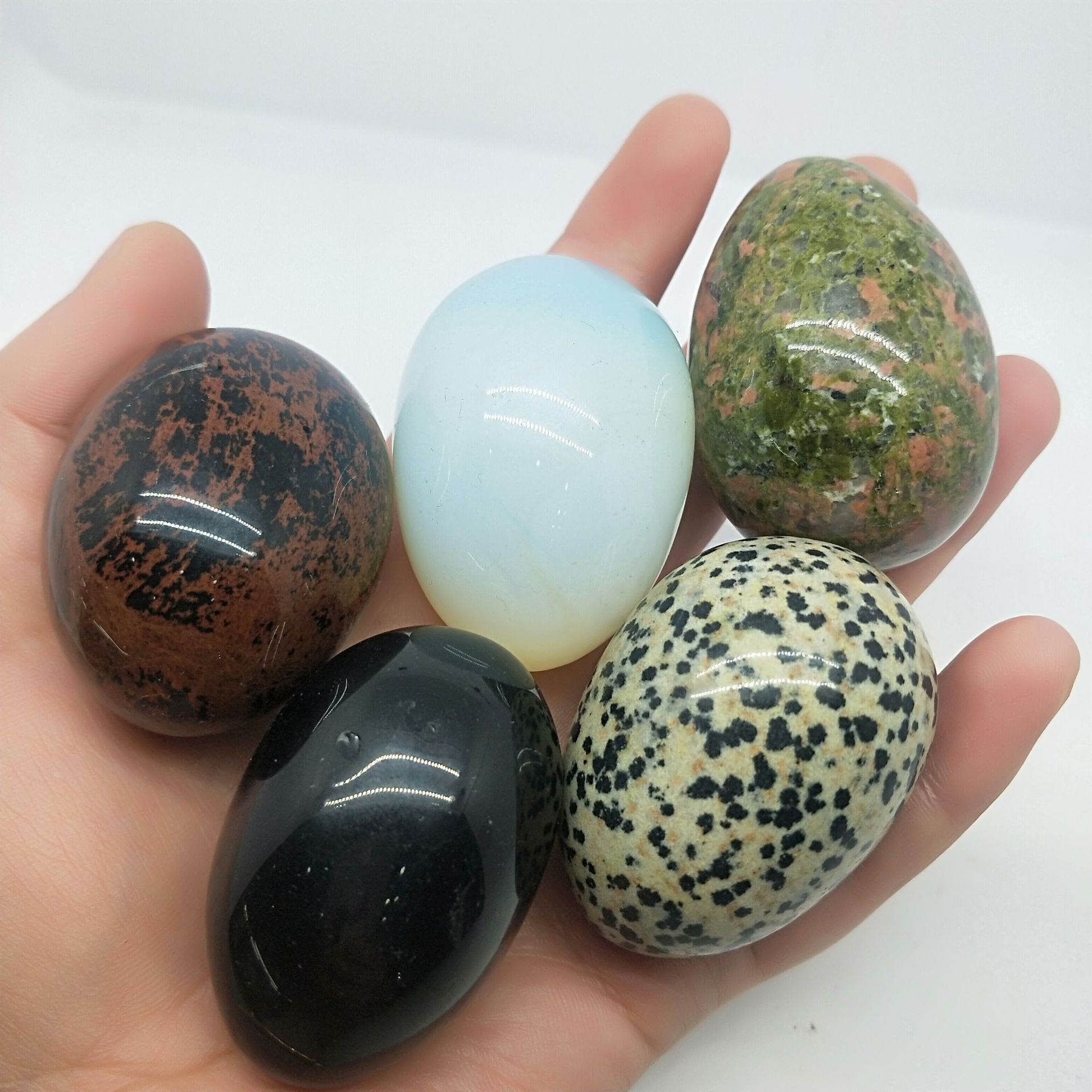 天然玉石鸡蛋 蛋白石椭圆形按摩鸡蛋 宝石工艺品厂家批发定制