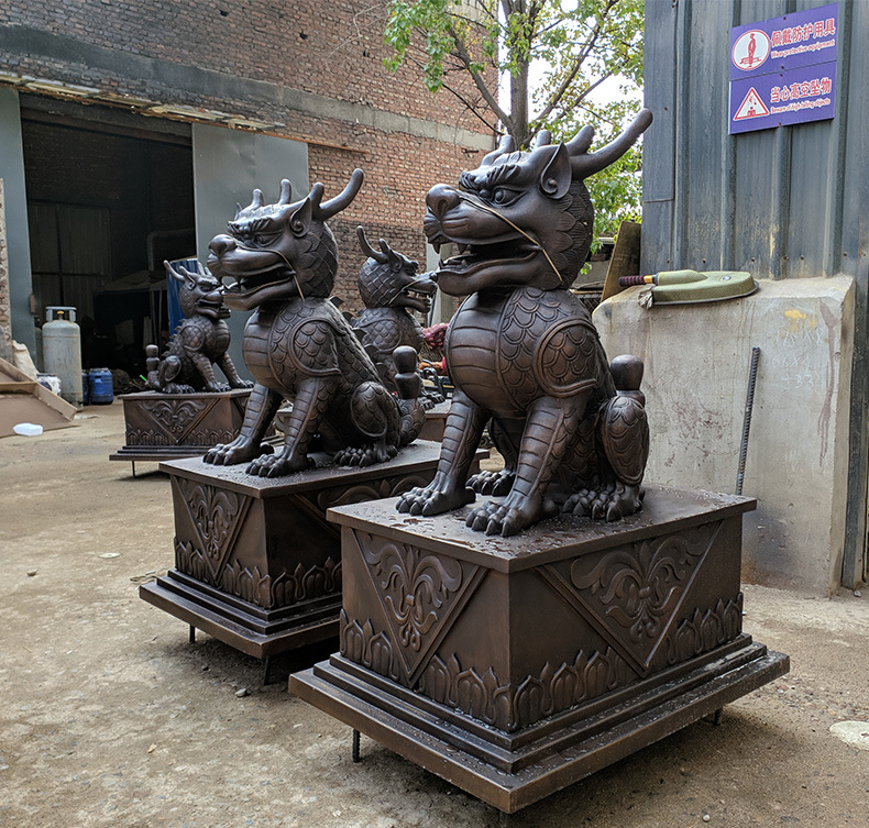 铜雕动物麒麟雕塑