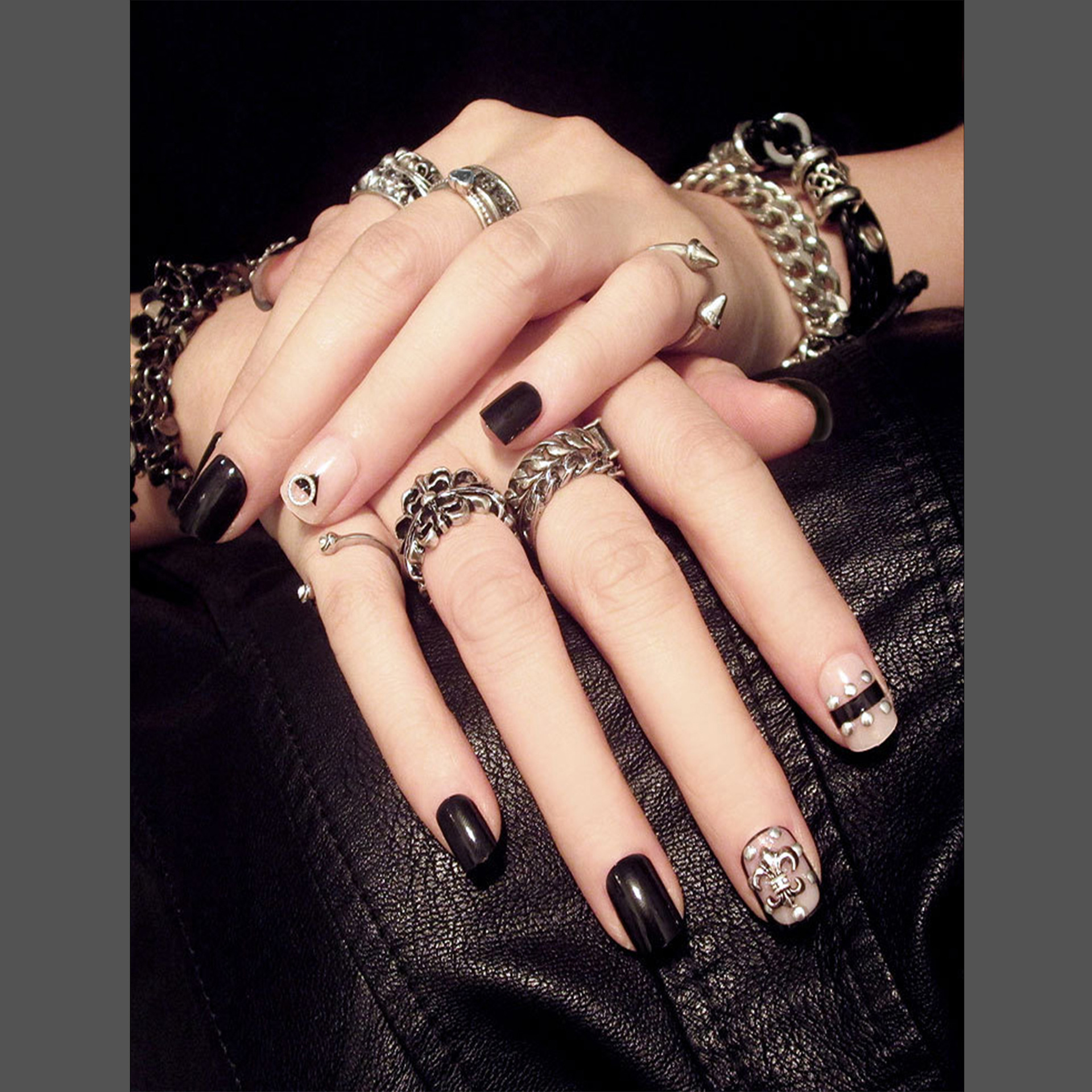 美甲饰品复古克罗心diy铆钉朋克金属摇滚风 合金义乌厂家直销批发