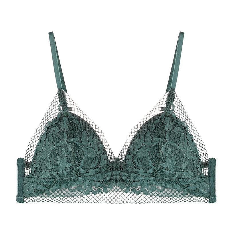女士欧美bralette蕾丝三角杯性感内衣女法式文胸无钢圈薄款8583