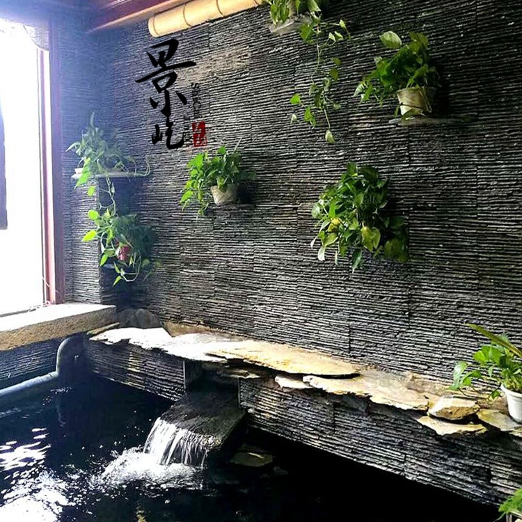 流水石黑色精品流水石产品实拍图规格尺寸: 600mm*150mm *20mm产品