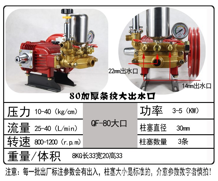 三缸柱塞泵打药机高压水泵打药泵自动泄压泵农用高压陶瓷免黄油泵