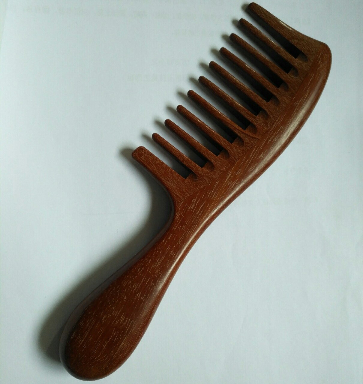 红木梳圆柄红檀木梳长约20厘米粗齿按摩梳