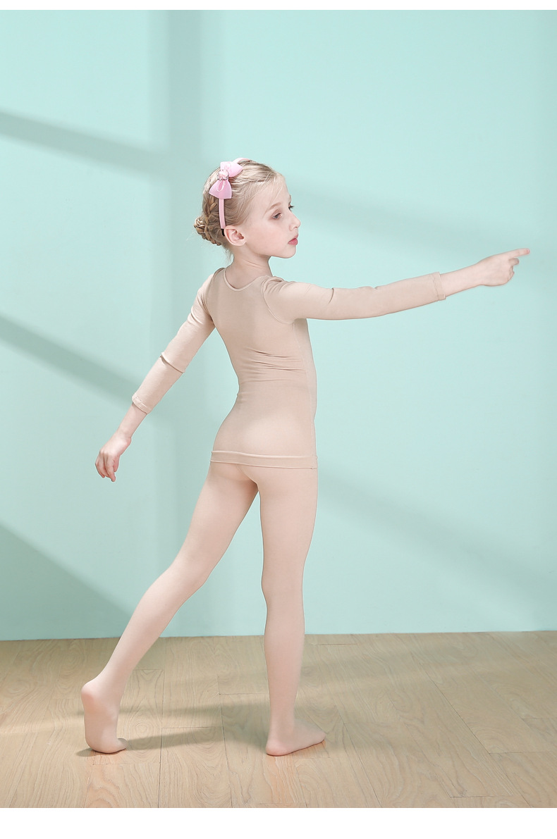 儿童肉色打底衣紧身肤色女童白色打底衫隐形演出舞蹈练功上衣套装