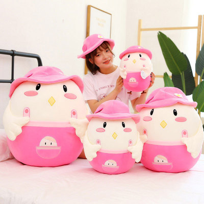 可爱粉色小胖鸡公仔创意新款穿衣带帽鸡毛绒玩具儿童玩偶礼物批发