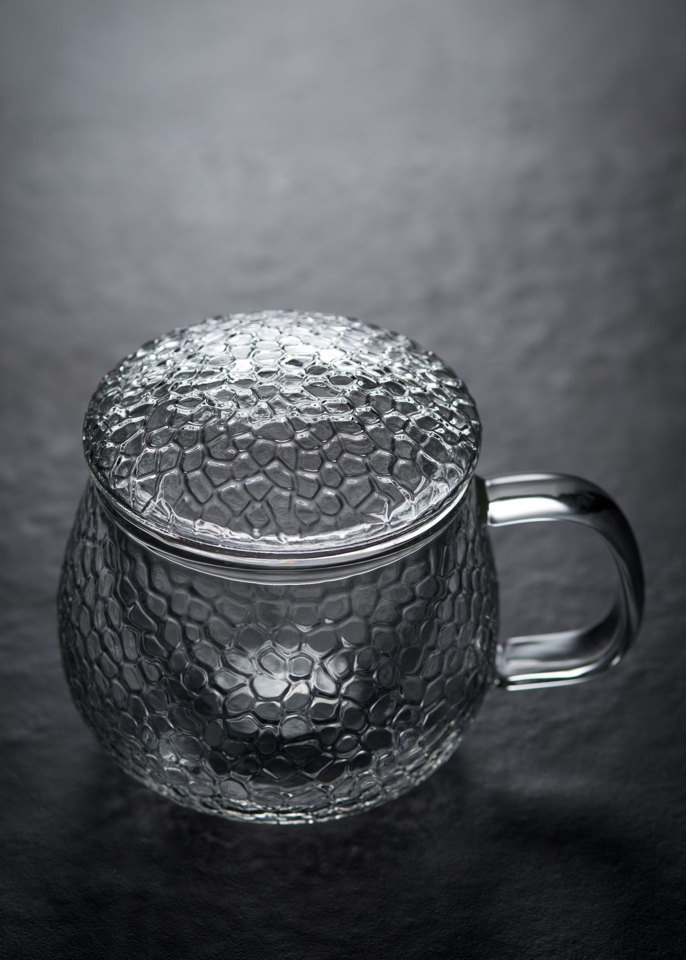 锤纹三件杯高硼硅耐热玻璃花茶杯 300毫升办公水杯泡茶杯批发定制