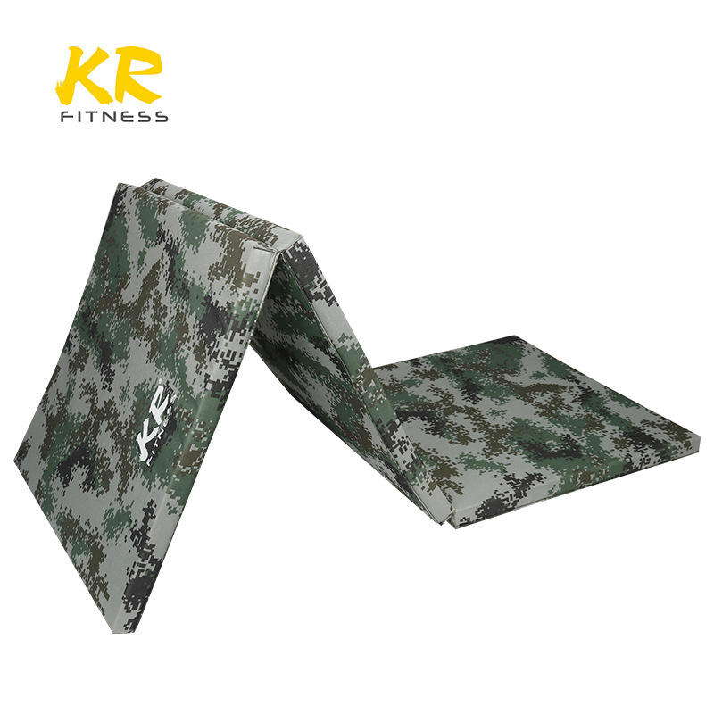 加工定制加厚加大迷彩健身垫 多功能折叠体操垫 部队训练防护垫