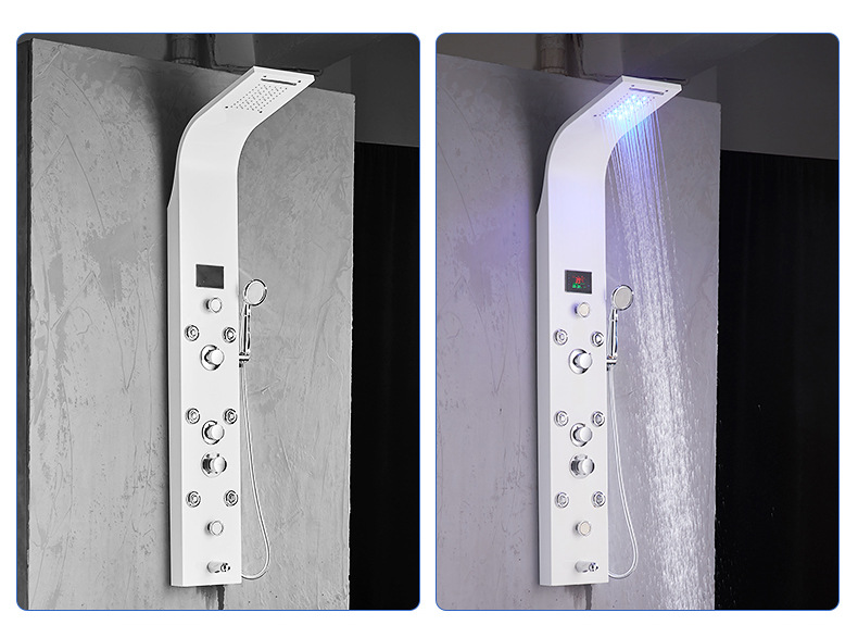 淋浴屏多功能家用 明装智能花洒淋浴器 五档恒温花洒出水浴室套装