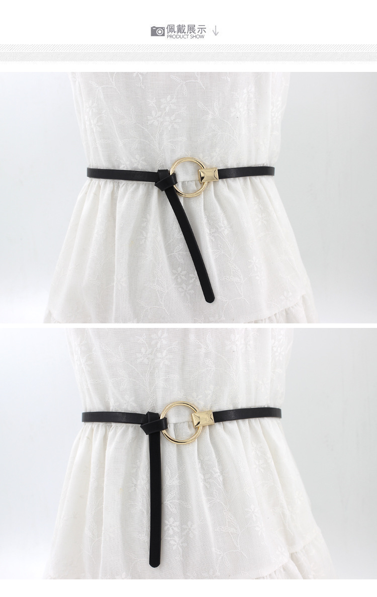 韩版春夏学生衣裙休闲装饰腰带多色圆环打结女士腰带配饰一件代发