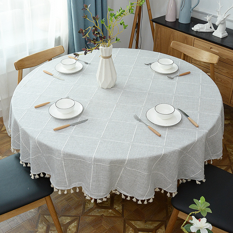 Plaid Simple Large round Table Tablecloth Living Room Small Coffee Table round Tablecloth Household Restaurant Table Cloth Hotel Table Mat