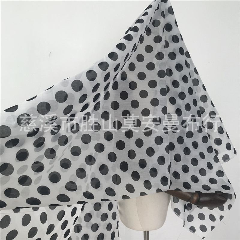 雪纺布 黑白波点欧根纱面料连衣裙服装布料