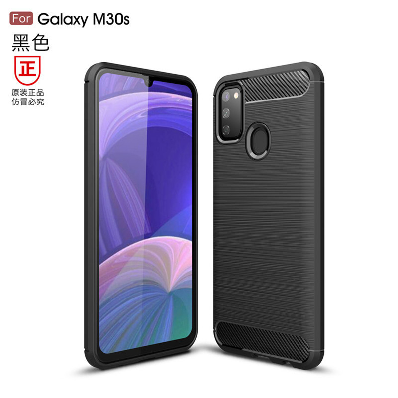 跨境新款适用三星m30s 手机外壳碳纤维硅胶 a21 防摔手机壳保护套