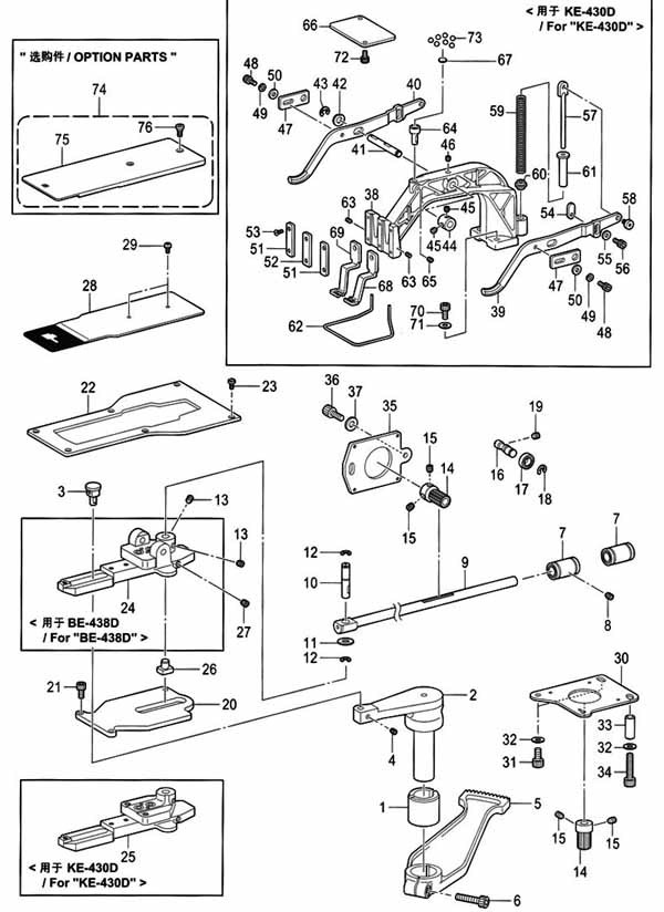 兄弟/中缝重工/舒普430/430d/438套结机电子样本书在线查询零件图