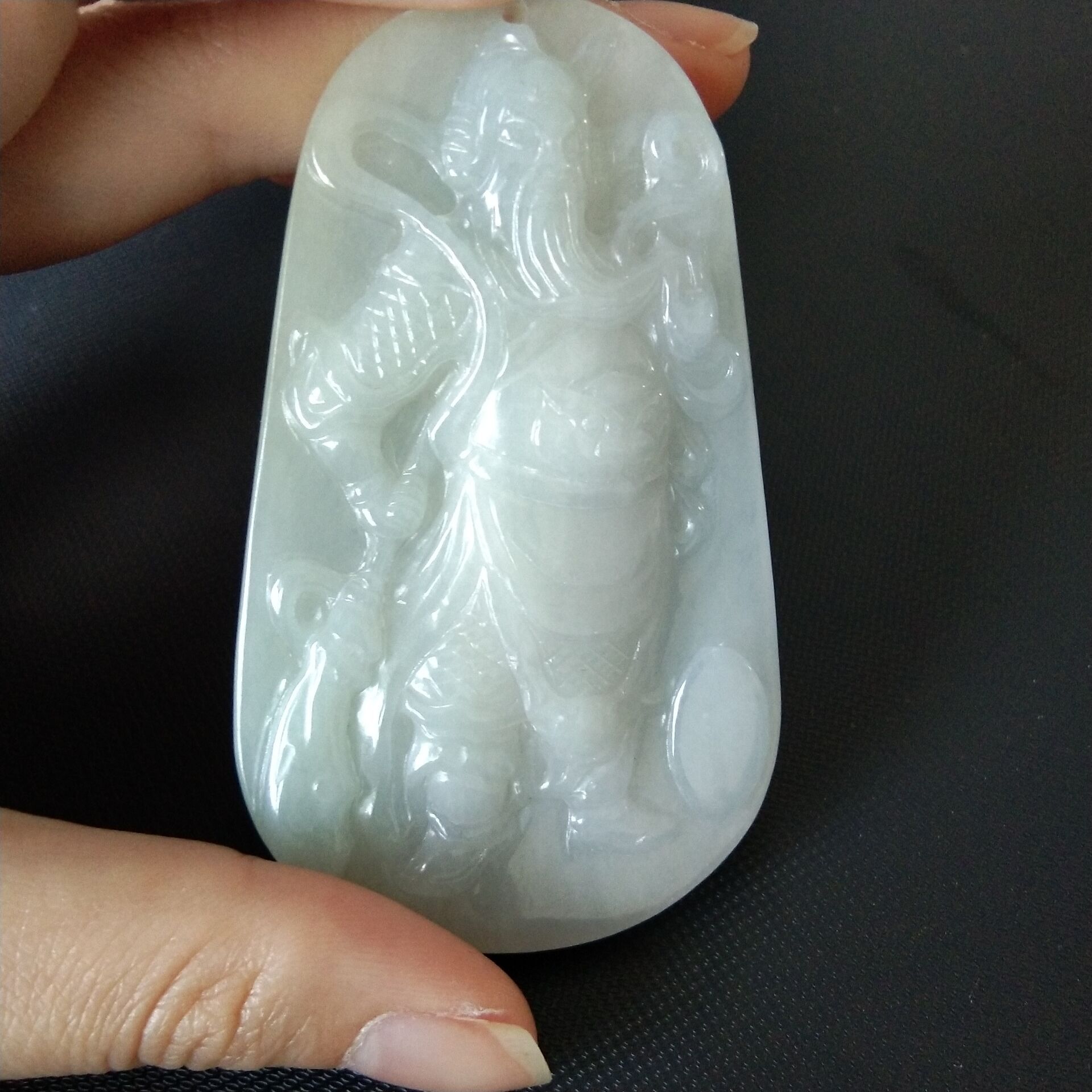 翡翠a货关公玉牌男款吊坠忠义大刀关公男女款挂件饰品玉器