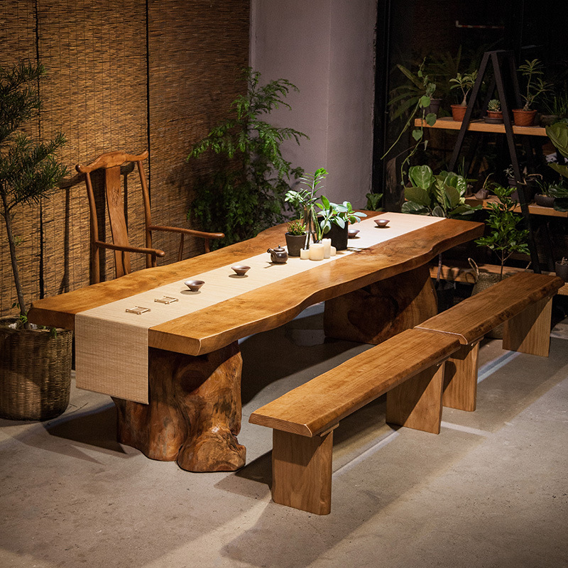 古典中式实木茶桌复古家用客厅办公接待茶馆会客大板功夫茶桌