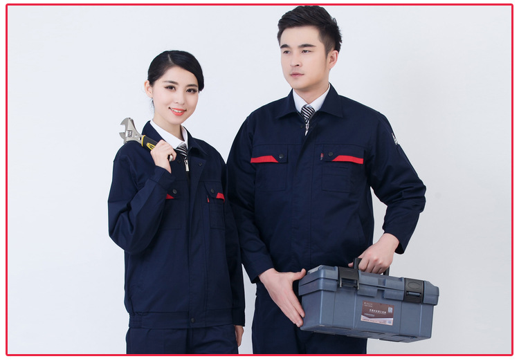 工厂批发春秋长袖劳保工作服套装可印logo绣字工衣外套